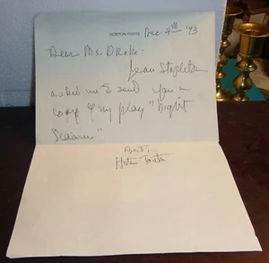 Horton Fußnotiz auf seinem eigenen Briefpapier & von ihm signiert erwähnt Jean Stapleton - Bild 1 von 2