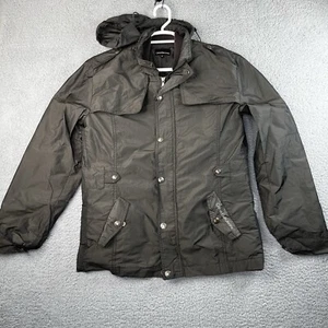 Calvin Klein Jeans Mens Military Jacket Gray Hooded Pockets Snaps Full Zip M - Picture 1 of 14