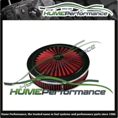 HI FLOW AIR CLEANER FILTER ASSEMBLY 9 X 2 HOLLEY CARBURETTOR 5-1/8 NECK - RED - Image 1 of 2