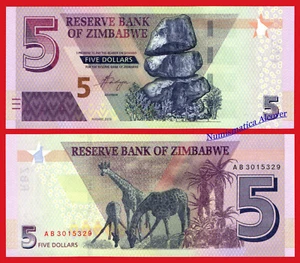 ZIMBABWE 5 Dollars dolares 2019 Pick NEW SC / UNC - Imagen 1 de 1