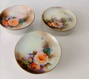 ❤️VTG, ANTIQUE FLORAL NORITAKE M HAND- PAINTED ROSES, 6-1/4" PLATES. JAPAN! - Picture 1 of 19