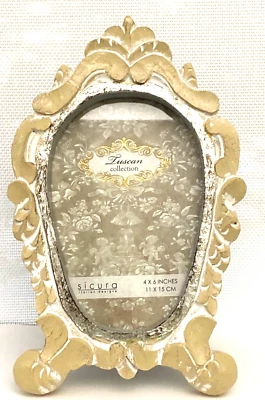 Sicura Italian Designs Tuscan Ornate Senora White & Silver 4x6 Photo Frame  - Image 1 of 4