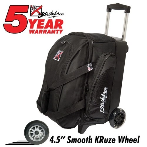 Kr Strikeforce Cruiser Smooth Double Roller Bowling Bag Black 2 Ball