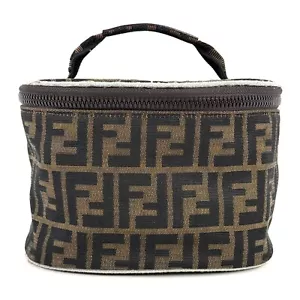 FENDI Zucca Vanity Bag Pouch Canvas Brown Authentic - Picture 1 of 19