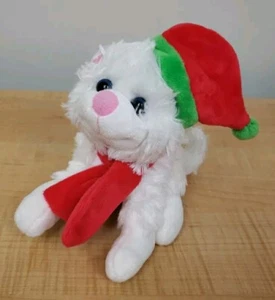 Kitty Cat White Christmas 7" Sitting Stuffed Plush Red Santa Hat Scarf Wal-Mart - Imagen 1 de 11