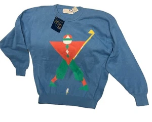 RARE Vintage 90s Pringle Nick Faldo Sweater Jumper Mens XL Blue Golf 100% Cotton - Picture 1 of 13