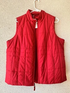 Athletic Works Women's L 10-12 Solid Red Sleeveless Puffer Vest Fleece Lined - Picture 1 of 5