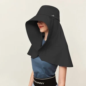 OH!SUNNY Women Large Brim Sun Hat with Neck Flap Full Protection Anti-UV Black - Picture 1 of 7