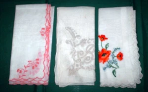 3 pcs Square - White/Off White Cotton Embroidered Ladies Handkerchiefs - Picture 1 of 4