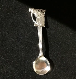 Sterling Silver Ruby miniature Horse Salt sauce mustard spoon Equestrian Hunting - Picture 1 of 6