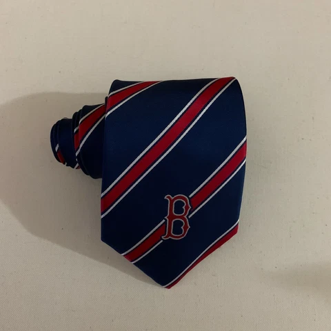 Boston Red Sox Men's Striped Neck Tie "B Logo" Major League Baseball Cover