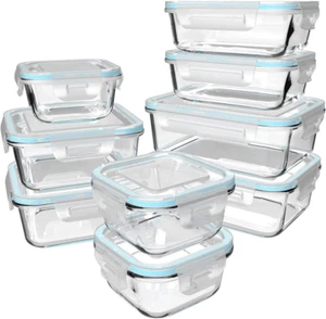 18 Piece Glass Food Storage Containers with Lids, Glass Meal Prep Containers, Fo - Picture 1 of 12