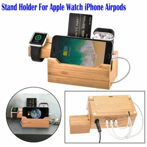 Soporte para estación de carga de bambú natural de madera para reloj iPhone Airpods - Imagen 1 de 12
