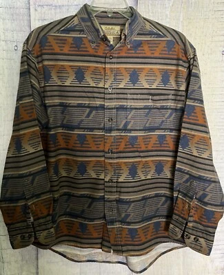 Cabela's Deerskin Soft Chamois Aztec Print Button Down Shirt Size Large Regular - Image 1 of 3