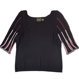 NICAYA Lux Accordion Sleeve Sweater Top Women XL Black Textured Pullover Artsy - Picture 1 of 13