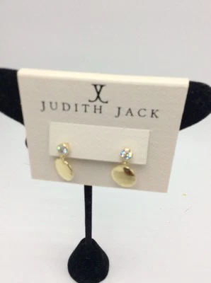 98 美元 Judith Jack Cubic Zirconia & 纯银金色吊坠耳环 JJ2 — 第 1/4 张图片