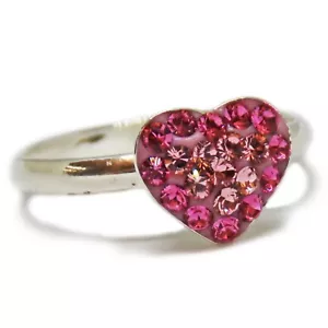 Anillo Corazón Estrás Rosa Plata Esterlina Talla 3 1/4 - Imagen 1 de 10