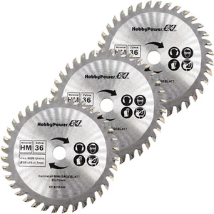 3x 85mm Kreissägeblätter Kreissägeblatt für Holz Mini Handkreissäge 85x15mm Z=36 - Bild 1 von 4