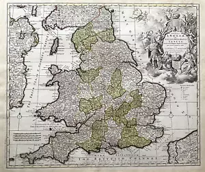 1730 Antique Map; Regni Angliae et Walliae Principatus by Carel Allard - Picture 1 of 5