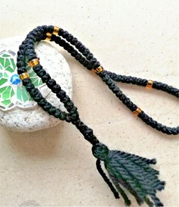 100 Cuerda de oración oriental religiosa de lana de miel negra Chotki Brojanica - Imagen 1 de 12
