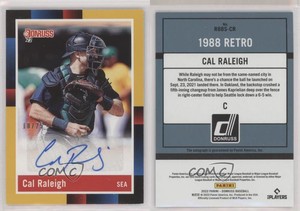 2022 Panini Donruss Retro 1988 Signatures Gold /25 Cal Raleigh Rookie Auto RC