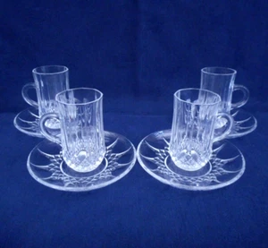 4 Cristal d'Arques Longchamps lead crystal tea / espresso cups & saucers - 65 ml - Picture 1 of 5