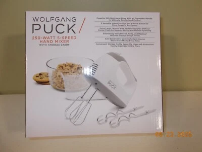 Wolfgang Puck 手动搅拌机,250 瓦 5 速带存储盒 - 全新带盒 — 第 1/4 张图片