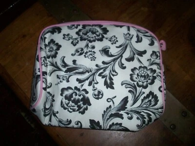 Bolsa de Cosméticos de Maquillaje Bolso sin asas Negro Viaje Negro y Rosa UNA VEZ SOBRE UNA ROSA Cremallera Foto 1 de 4