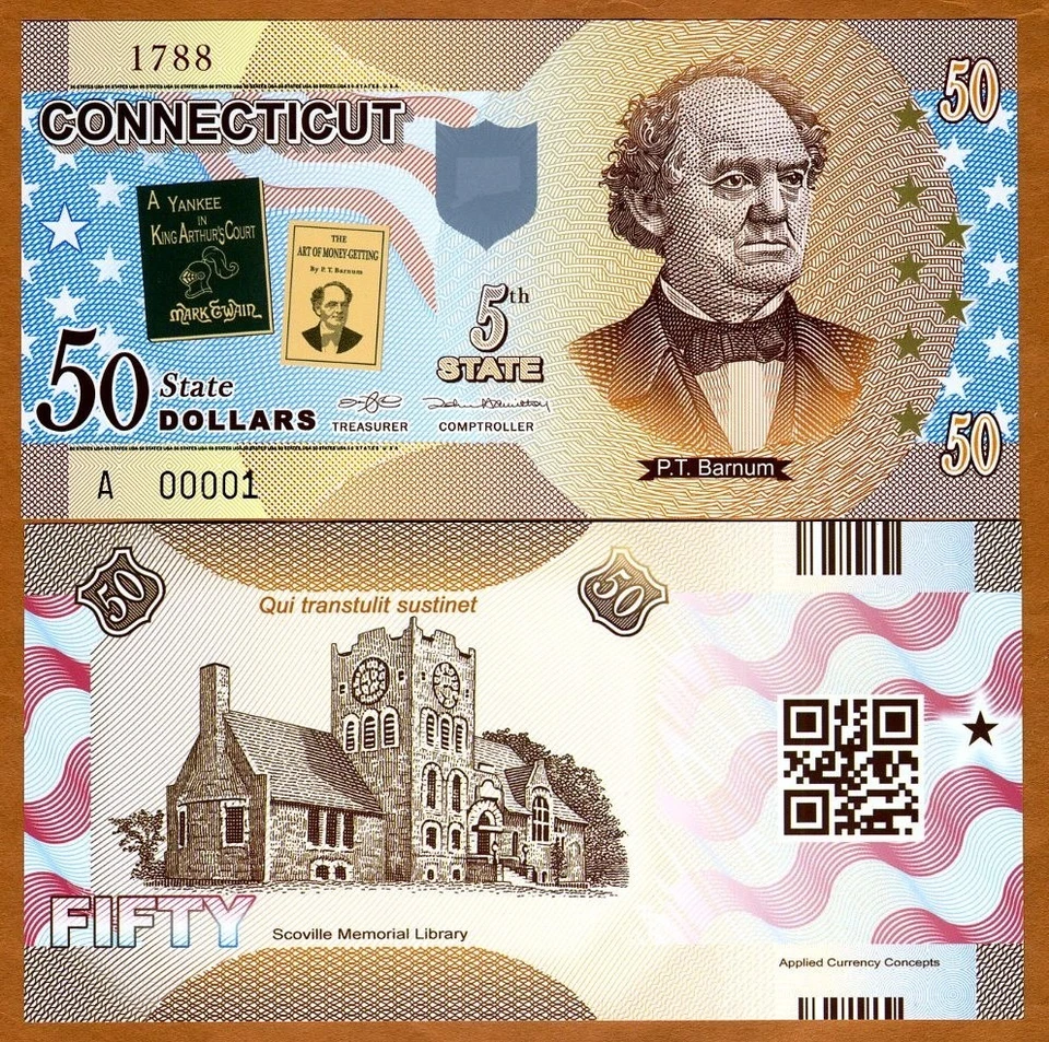 USA States, Connecticut, $50, Polymer, ND (2014), P-N/L, UNC - Image 1 of 1