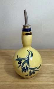 Vintage Barocco Valbonne France Olive Oil Bottle Handmade Painted With Pourer - Picture 1 of 17