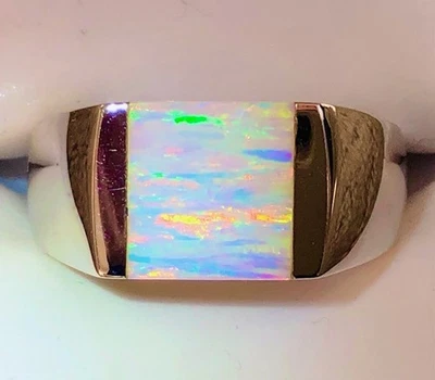 VIDEO 'Just a Glint' Sunset Glow Hombre Anillo Ópalo Blanco 11.5 Sello Prototipo Foto 1 de 4