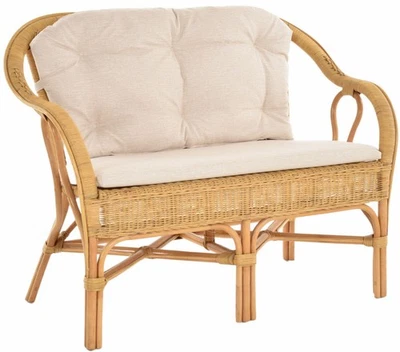 Rattan 2er Wintergarten Bank ULM Rattanbank Zweisitzer Sofa Rattansofa (Honig) - Bild 1 von 4