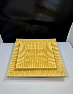 Rare 30s-40s Nesting Ashtray Dish Set By N S Gustin Pottery LA Mirada Yellow MCM - Picture 1 of 6