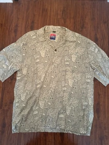 Dem Crazy Mens Hawaiian Tan Grape Glass Wine Pocket Shirt Short Sleeve Size 2XL - Picture 1 of 6