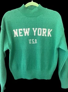 Sweet Republic Green New York Sweater SZ XL - Picture 1 of 5