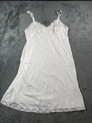 Lencería Vanity Fair Slip para mujer 42/18 blanco encaje ribete correas ajustables 10-103 Foto 1 de 4