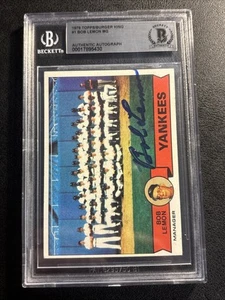 1979 TOPPS BURGER KING #1 NY YANKEES TEAM Bob Lemon MG AUTO w/Beckett AUTHENTIC! - Picture 1 of 5