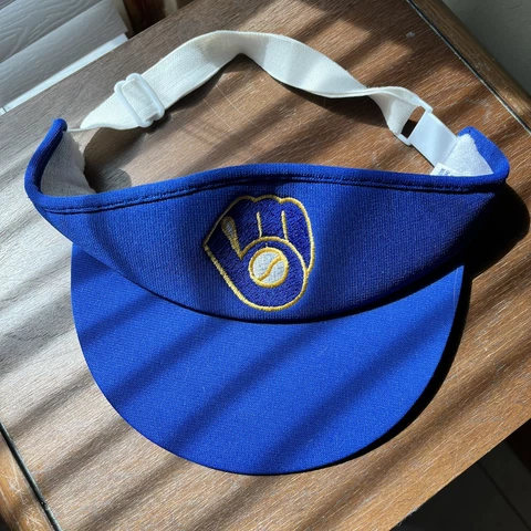 Milwaukee Brewers Visor Vintage 90s Adjustable Blue Glove Logo Baseball MLB Cover