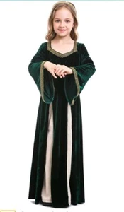 Children Abaya Muslim Clothes Girls Velvet Dress Arab Kaftan Robe Gown 8-10Years - Picture 1 of 6