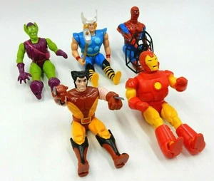 5 MARVEL ACTION FIGURES THOR SPIDER-MAN IRON MAN GREEN GOBLIN WOLVERINE - Picture 1 of 12