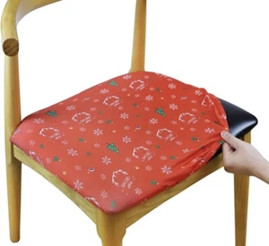 Set Of 6 - Christmas Dining Chair Seat Covers Soft Stretch Protectors NEW! - Picture 1 of 6