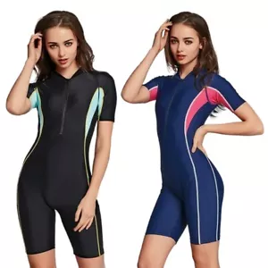 Costume da bagno donna unico corpo intero costumi da bagno snorkeling surf immersioni pelle - Foto 1 di 15