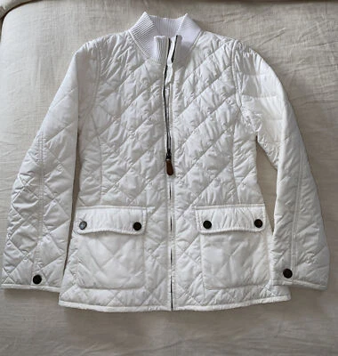 Ralph Lauren Big Girls 白色绗缝轰炸机夹克外套 L 12-14 岁 — 第 1/4 张图片