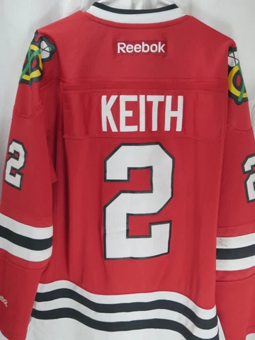 Reebok Premier NHL Sweater Jersey Chicago Blackhawks Duncan Keith Red Size Large Cover