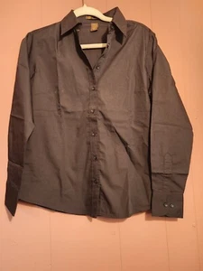 Harriton Women's Medium Black Button Up Long Sleeved Shirt/Top - Picture 1 of 5