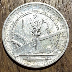 PIECE DE 5 LIRES 1937 EN ARGENT SAN MARIN (835) 100000 EXEMPLAIRES SEULEMENT - Picture 1 of 2