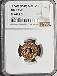 Thailand 1 Satang 1941 NGC MS 67 RD - Picture 1 of 2