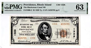 $5 1929 T2 Blackstone Canal National PROVIDENCE Rhode Island RI PMG 63 - Picture 1 of 2