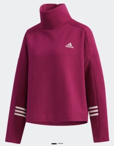 New Adidas Women's Essentials Comfort Funnel Neck Sweatshirt Power Berry Size L - Picture 1 of 7