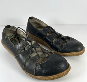El Naturalista Borago Women 41 US 10.5 Black Leather Wedge Heel Lace Up Loafers - Bild 1 von 11